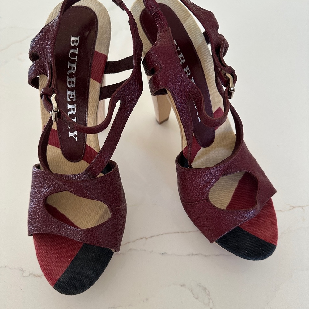 Burberry Women's Burgundy Platform Sandals